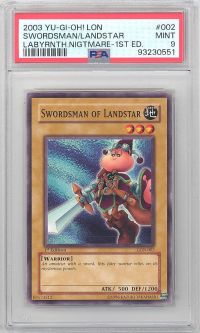 PSA 9 - Yu-Gi-Oh Card - LON-002 - SWORDMAN of LANDSTAR (common) *1st Edition* - MINT