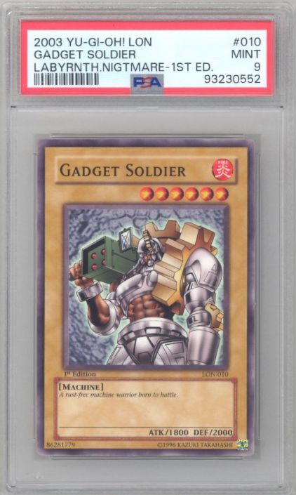 PSA 9 - Yu-Gi-Oh Card - LON-010 - GADGET SOLDIER (common) *1st Edition* -  MINT: BBToyStore.com - Toys, Plush, Trading Cards, Action Figures & Games  online retail store shop sale
