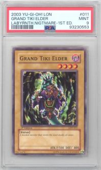 PSA 9 - Yu-Gi-Oh Card - LON-011 - GRAND TIKI ELDER (common) *1st Edition* - MINT