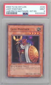 PSA 9 - Yu-Gi-Oh Card - LON-030 - LADY PANTHER (common) *1st Edition* - MINT