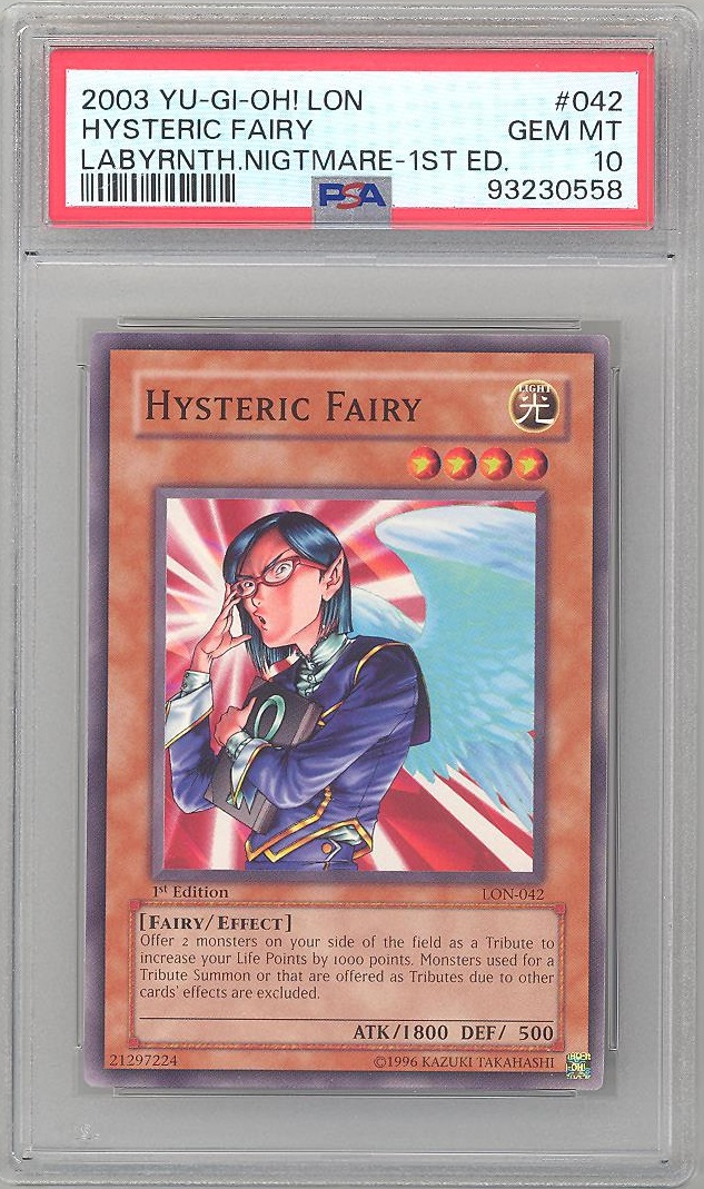 PSA 10 - Yu-Gi-Oh Card - LON-042 - HYSTERIC FAIRY (common) *1st Edition* -  GEM MINT: BBToyStore.com - Toys, Plush, Trading Cards, Action Figures &  Games online retail store shop sale