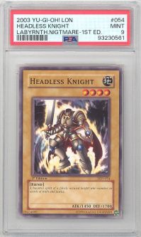 PSA 9 - Yu-Gi-Oh Card - LON-054 - HEADLESS KNIGHT (common) *1st Edition* - MINT PSA 9 - Yu-Gi-Oh Card - LON-054 - HEADLESS KNIGHT (common) *1st Edition* - MINT