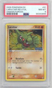 PSA 8 - Pokemon Card - Unseen Forces 61/115 - LARVITAR (reverse holo) NM-MT