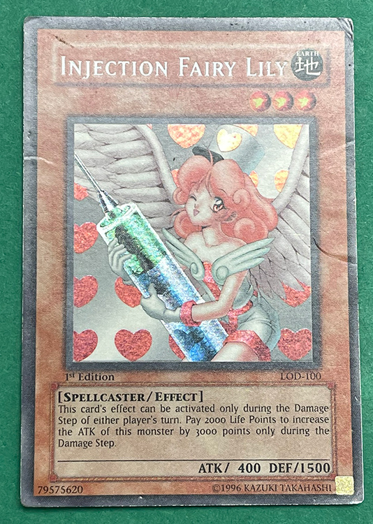 Yu-Gi-Oh Card - LOD-100 - INJECTION FAIRY LILY (secret rare holo)(1st Edition) *Non-Mint HP*