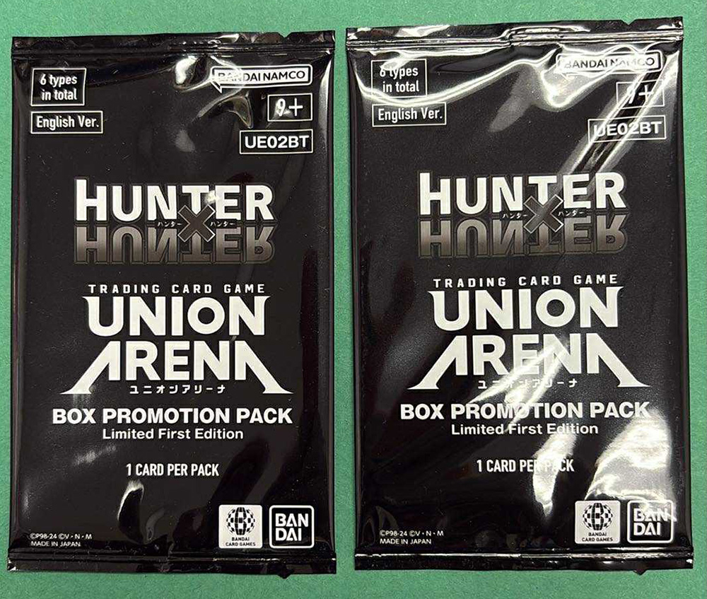 Lot of 2 Union Arena UE02BT Hunter x Hunter BOX PROMOTION PACKS [2 Packs - 1 Card per Pack]
