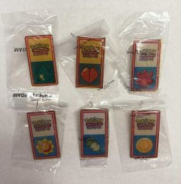 Lot of 6 Vintage WOTC Pokemon Indigo League 2000 Gym Badge Pins [Earth, Soul, Thunder, Volcano +2]