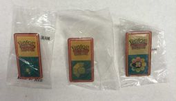 Lot of 3 Vintage WOTC Pokemon Indigo League 1999/2000 Gym Badge Pins [Cascade, Rainbow & Boulder]
