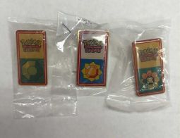 Lot of 3 Vintage WOTC Pokemon Indigo League 1999/2000 Gym Badge Pins [Thunder, Rainbow & Boulder]