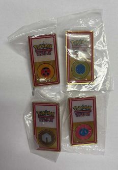 Lot of 4 Vintage WOTC Pokemon Johto League 2000s Gym Badge Pins [Zephyr, Hive, Fog & Mineral]