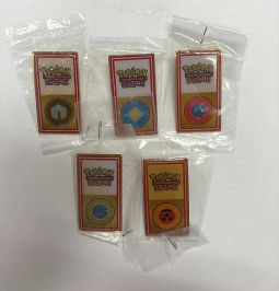 Lot of 5 Vintage WOTC Pokemon Johto League 2000s Gym Badge Pins [Zephyr, Hive, Fog, Plain & Mineral]