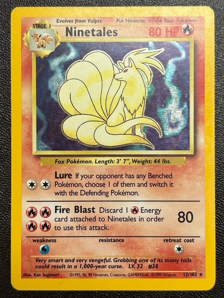 Pokemon Card - Base 12/102 - NINETALES (holo-foil) *Non-Mint - Played*