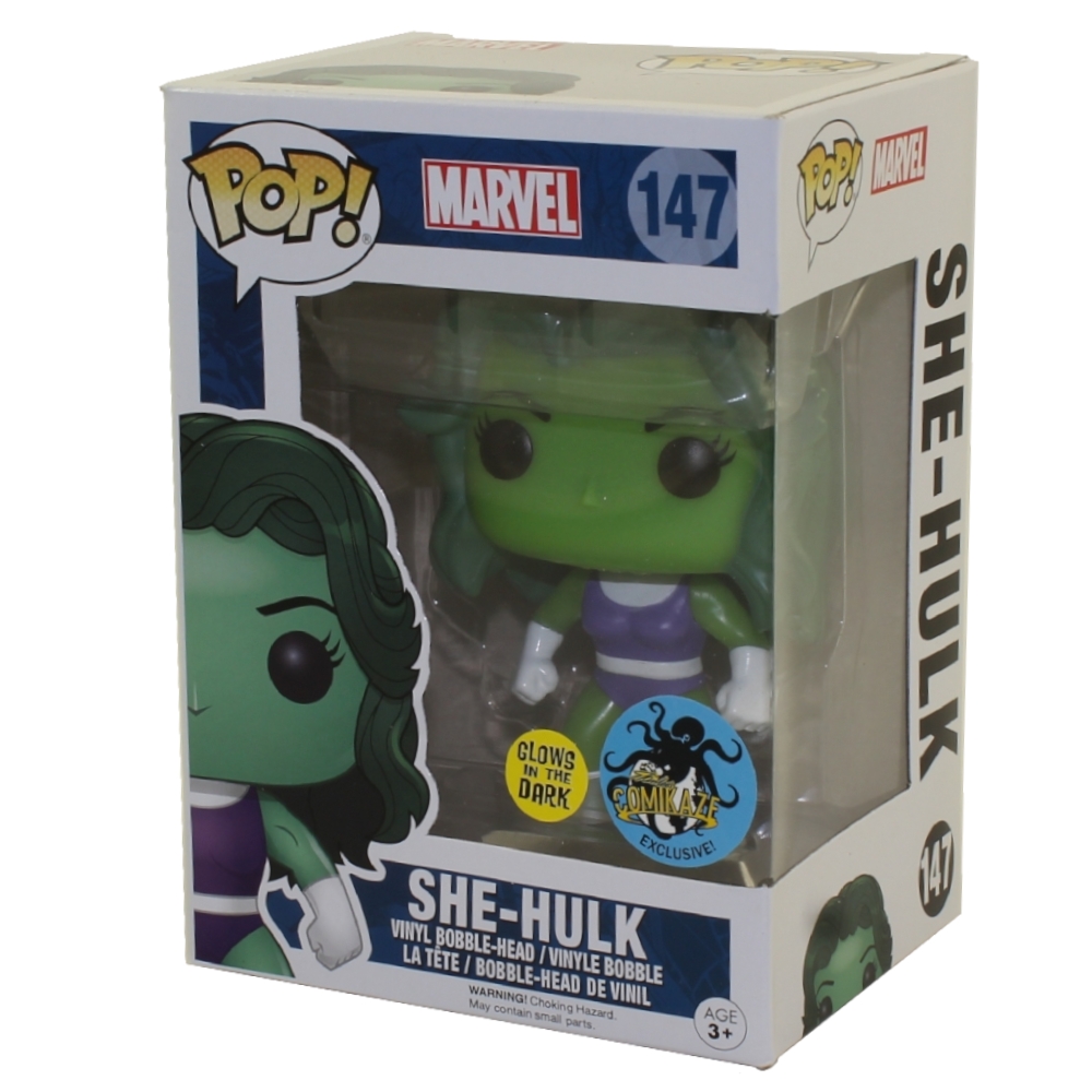 Funko POP! Marvel Vinyl Bobble Figure - SHE-HULK (Glows in the Dark) #147 *Comikaze Exclusive*