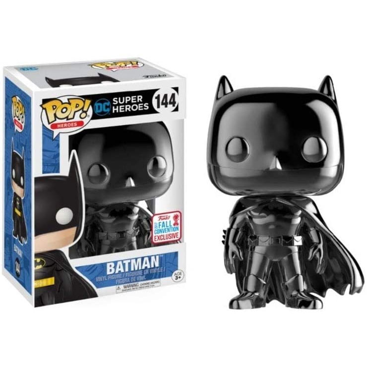 Funko POP! Heroes - DC Comics Vinyl Figure - BATMAN (Black Chrome) #144 *2017 Convention Exclusive*