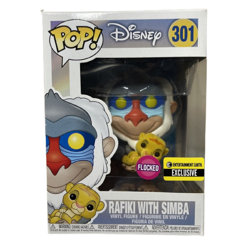 Funko POP! Disney - The Lion King Vinyl Figure - RAFIKI WITH SIMBA (Flocked) #301 *Exclusive*