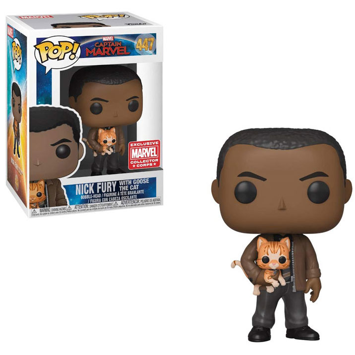 Funko POP! Marvel Captain Marvel Vinyl Bobble-Head - NICK FURY with Goose the Cat #447 *Exclusive*