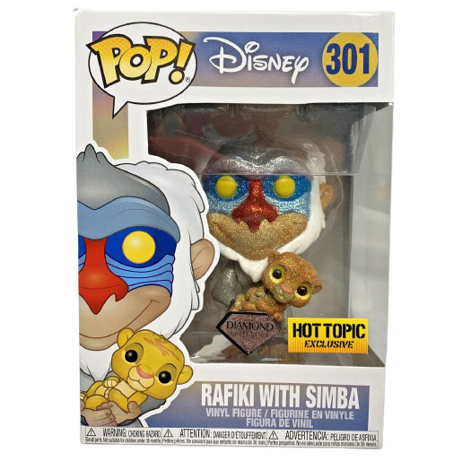 Funko POP! Disney Lion King Vinyl Figure - RAFIKI WITH SIMBA (Diamond Collection) #301 *Exclusive*