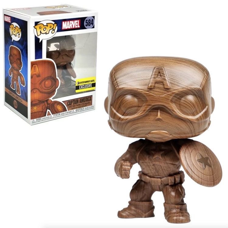 Funko POP! Marvel Vinyl Bobble Figure - CAPTAIN AMERICA (Wood Deco) #584 *Exclusive*