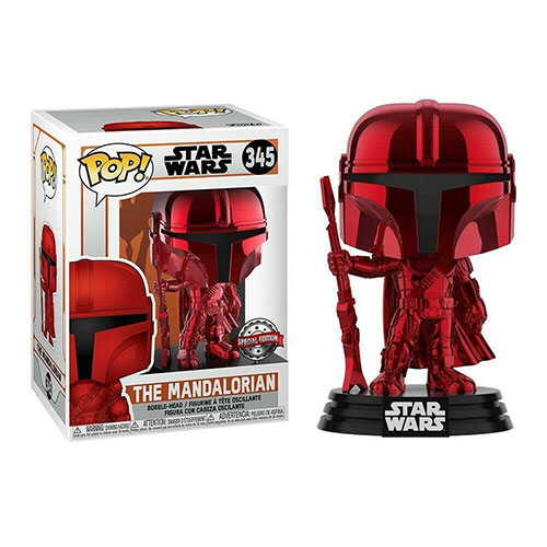 Funko POP! Star Wars Mandalorian Vinyl Bobble Figure - THE MANDALORIAN [Red Chrome] #345 *Exclusive*