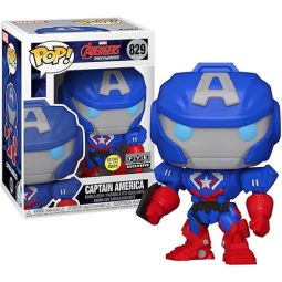 Funko POP! Marvel Avengers Mech Strike Vinyl Bobble Figure - CAPTAIN AMERICA [Glow] #829 *Exclusive*