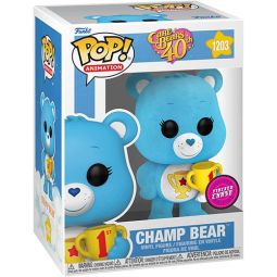 Funko POP! Animation - Care Bears 40th Anniversary Vinyl Figure - CHAMP BEAR (Flocked) #1203 *CHASE*