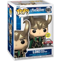 Funko POP! Marvel Studios Avengers Vinyl Bobble Figure - LOKI with Scepter [Glow] #985 *Exclusive*