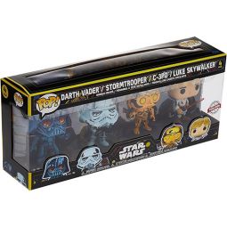 Funko POP! Star Wars Vinyl Bobble Figures 4-Pack - VADER, STORMTROOPER, C-3PO & LUKE *Exclusive*