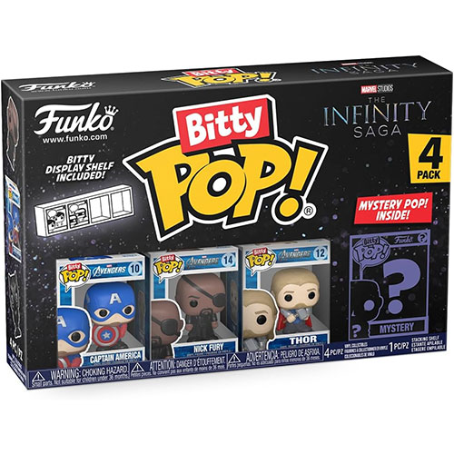 Funko Bitty POP! 4-Pack - Marvel's The Infinity Saga - CAPTAIN AMERICA, NICK FURY, THOR & 1 MYSTERY!