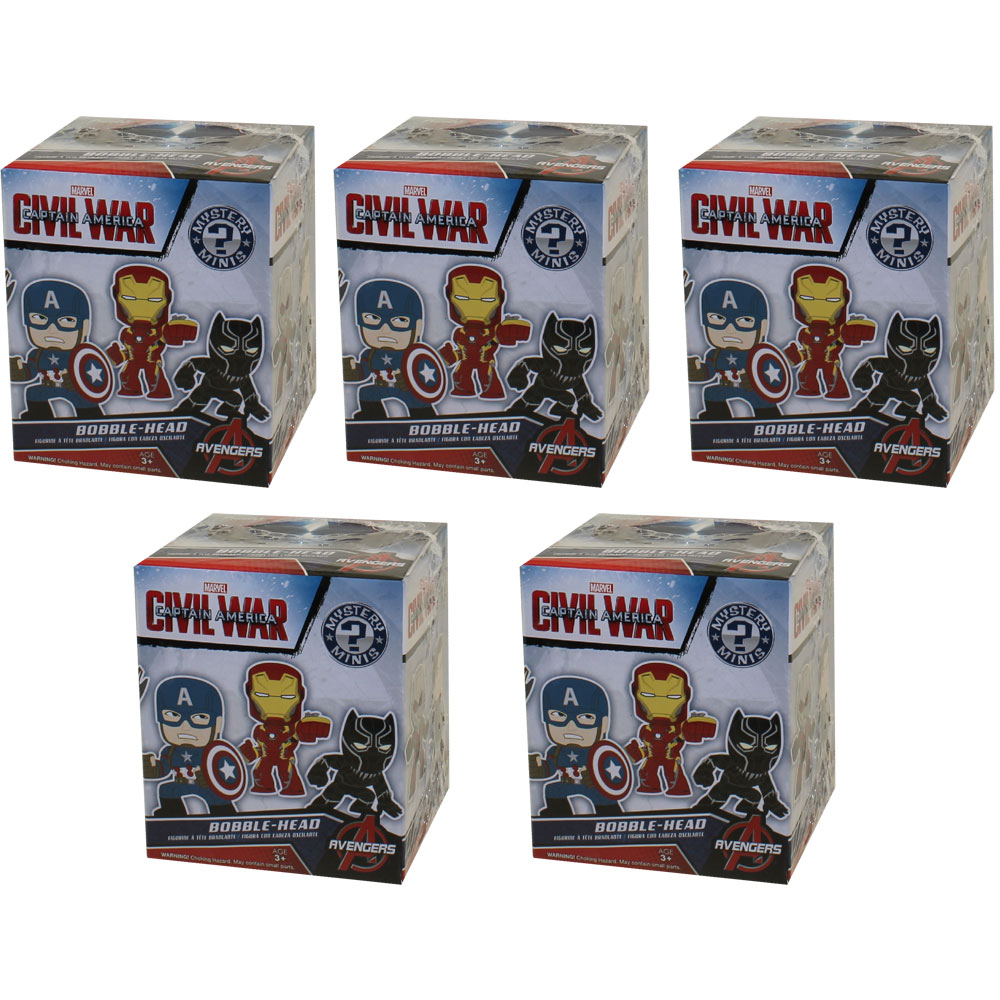 Funko Mystery Minis Vinyl Bobble Figures - Captain America: Civil War - Blind Packs (5 Pack Lot)