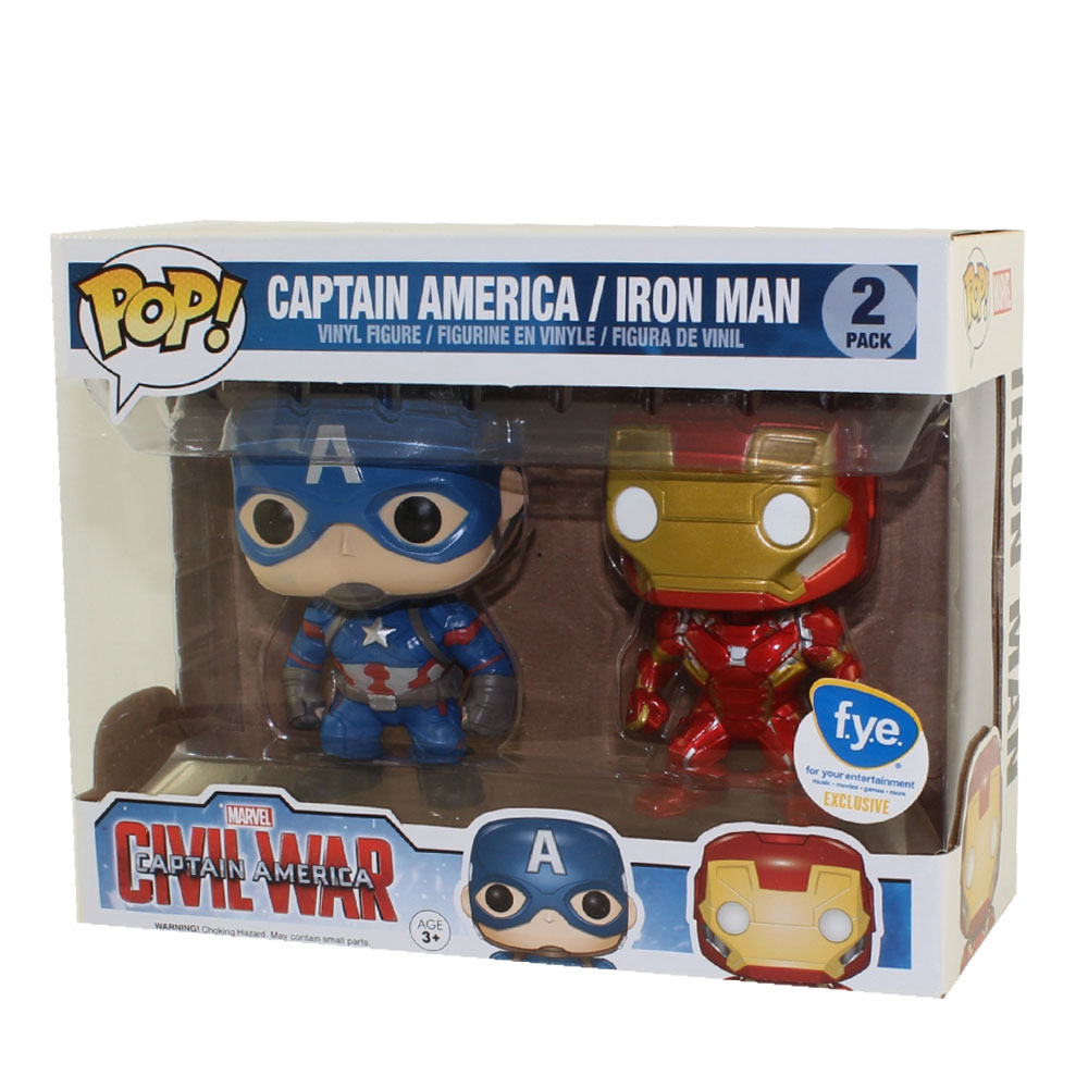 Funko POP! Vinyl Bobbles - Captain America: Civil War - CAPTAIN AMERICA & IRON MAN *fye Exclusive*