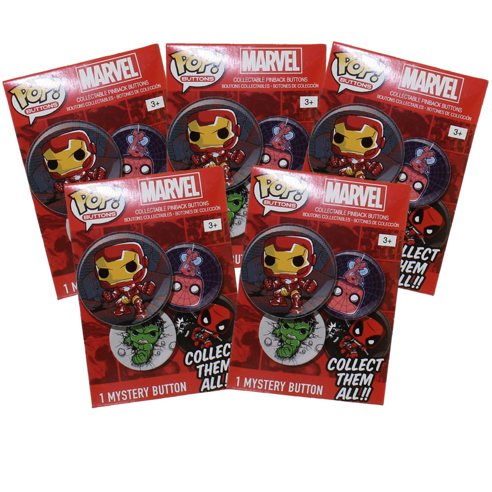 Funko Collectible Pinback Buttons - Marvel - 5 Pack Lot