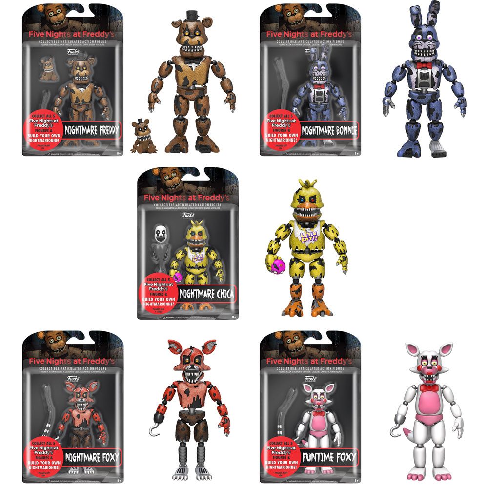 Funko Action Figures - Five Nights at Freddy's Series 2 - SET OF 5 (Nightmare Foxy, Chica, Bonnie+2)