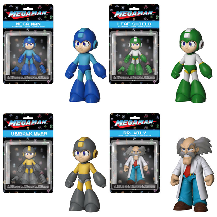 Funko Action Figures - Mega Man S1 - SET OF 4 (Dr. Wily, Thunder Beam, Leaf Shield & Mega Man)
