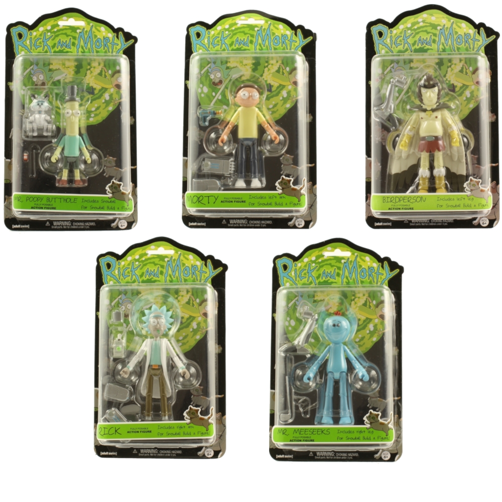 Funko Action Figures - Rick and Morty - SET OF 5 (Rick, Morty, Meeseeks, Bird Person & Poopy Butthol