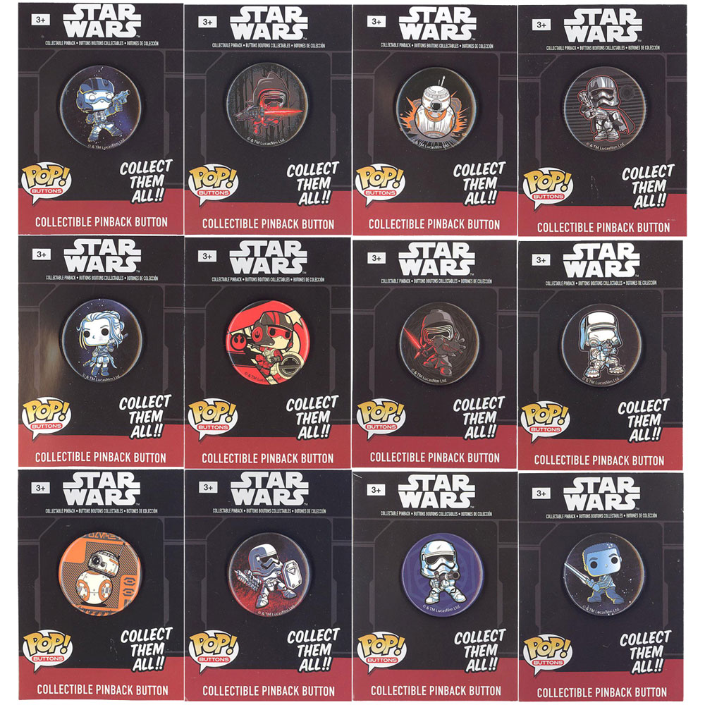 Funko Collectible Pinback Buttons - Star Wars Episode 7 - SET OF 12 BUTTONS (1.25 inch)
