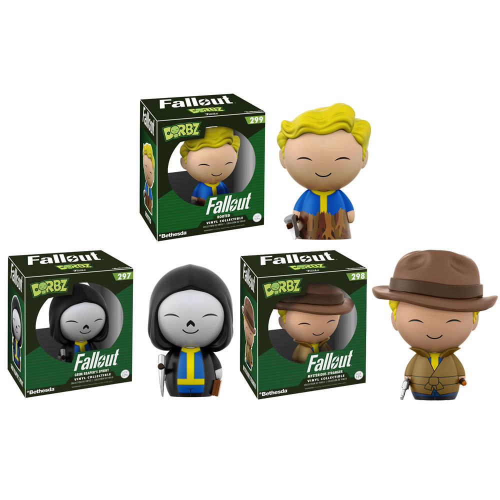 Funko Dorbz Vinyl Figures - Fallout - SET OF 3 Perks (Rooted, Grim Reaper & Mysterious Stranger)