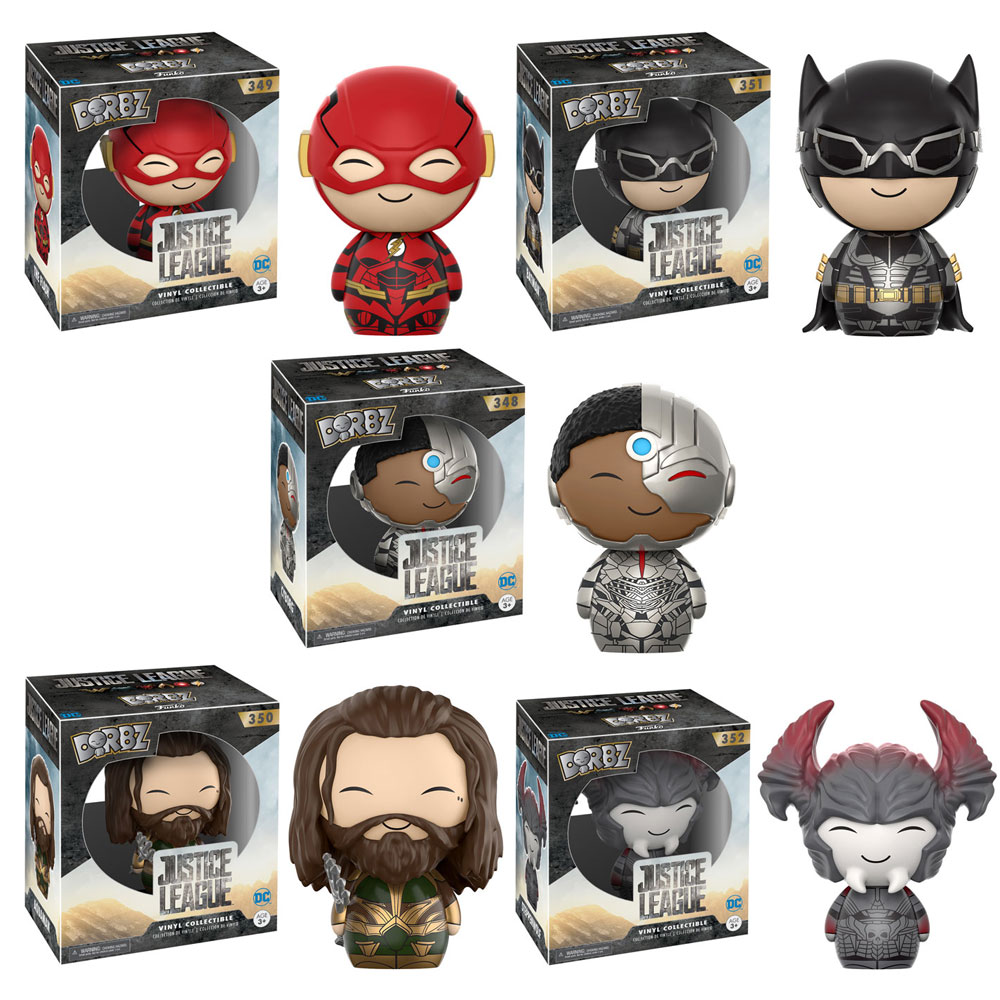 Funko Dorbz Vinyl Figures - Justice League S1 - SET OF 5 (Aquaman, Batman, Flash, Cyborg & Steppenwo