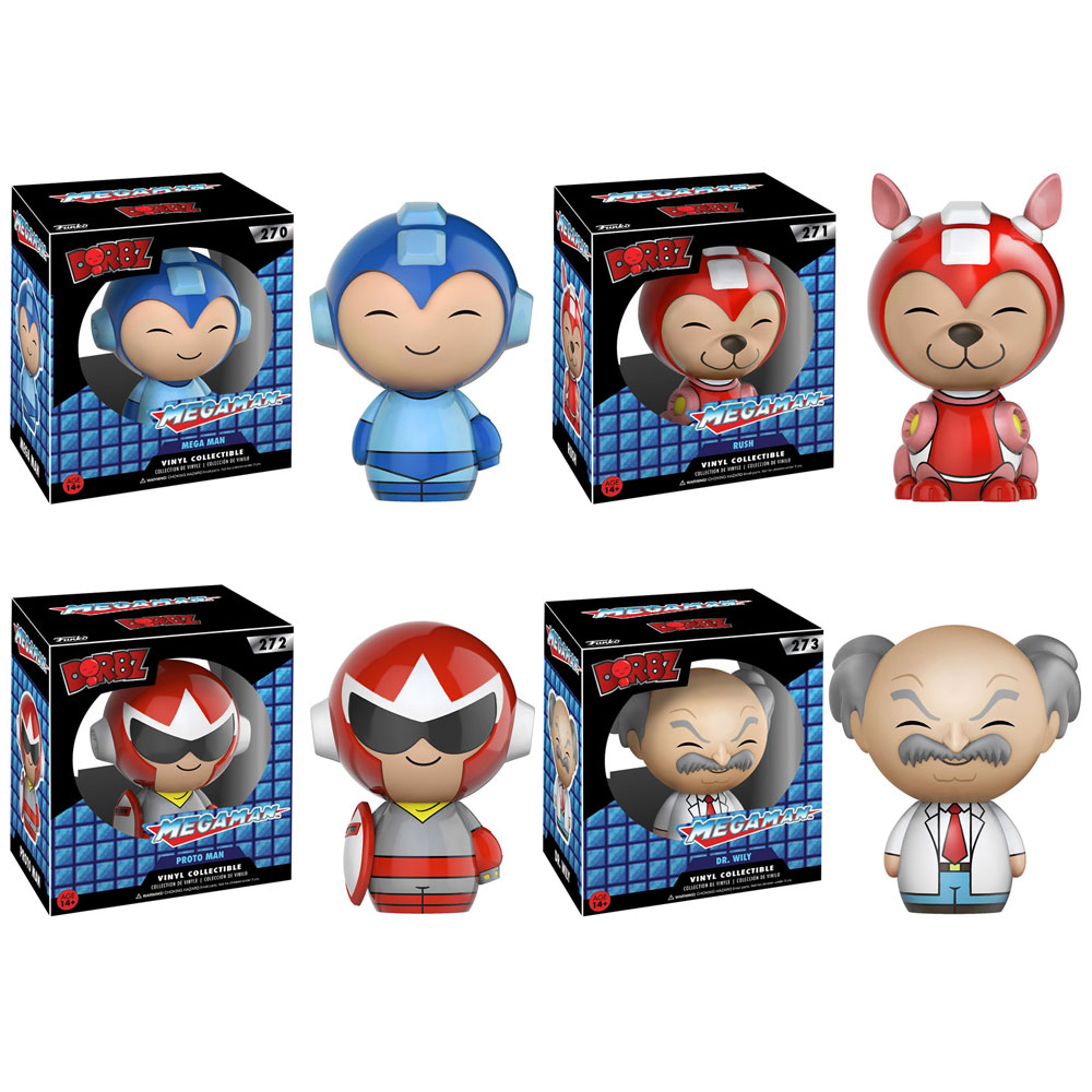 Funko Dorbz Vinyl Figures - Megaman S1 - SET OF 4 (Megaman, Rush, Protoman & Dr Wily)