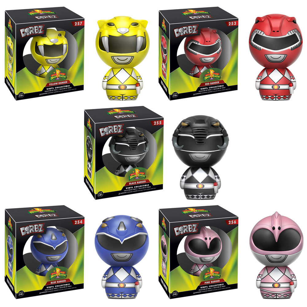 Funko Dorbz Vinyl Figures - Power Rangers Series 1 - SET OF 5 (Red, Blue, Pink, Yellow & Black)