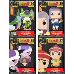 Funko POP! Dragon Ball Z (Anime) Enamel Pins - SET OF 4 (Gohan, Frieza, Perfect Cell & Future Trunks