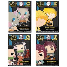 Funko POP! Demon Slayer Anime Enamel Pins - SET OF 4 (Inosuke, Nezuko, Zenitsu & Tanjiro)