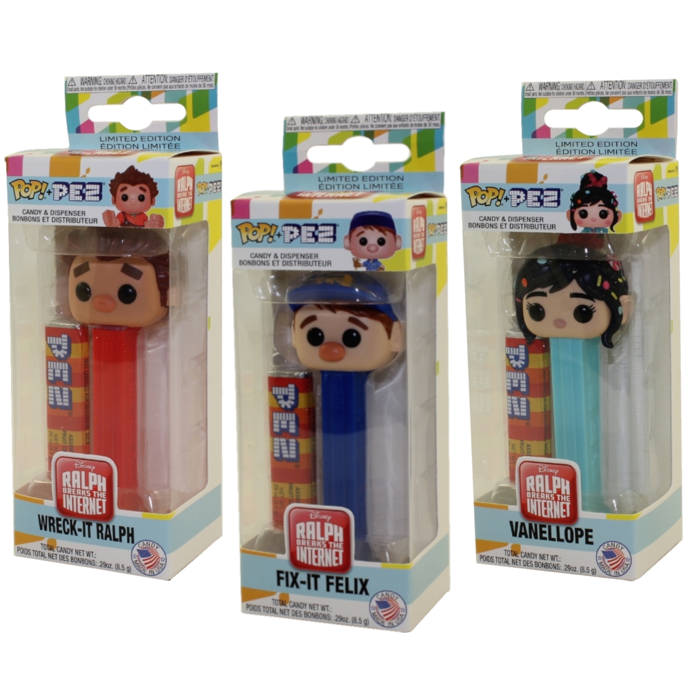 Funko POP! PEZ Dispensers - Wreck-It Ralph - SET OF 3 (Vanellope, Fix-it-Felix & Ralph)