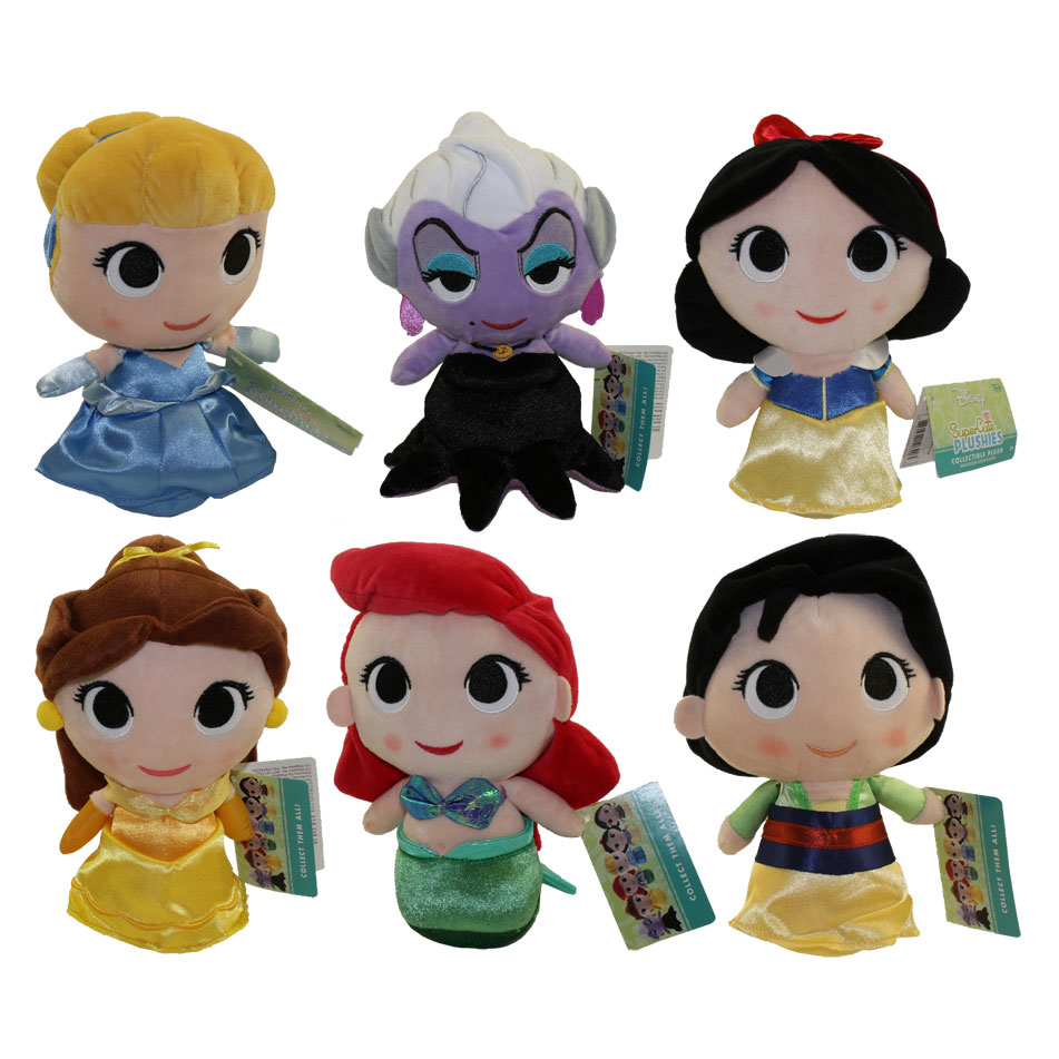 Funko SuperCute Plushies - Disney - SET OF 6 (Mulan, Belle, Ariel, Ursula, Snow White & Cinderella)