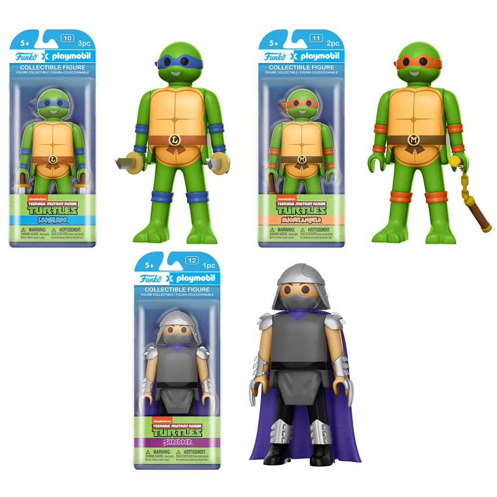 Funko Playmobil Collectible Figures - Teenage Mutant Ninja Turtles - SET OF 3 (Leonardo, Michelangel