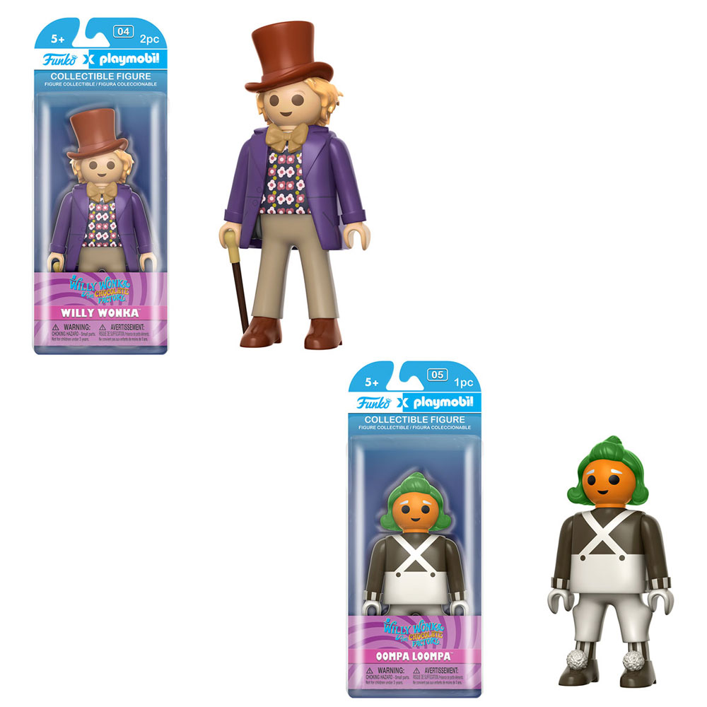 Funko Playmobil Collectible Figures - Willy Wonka & the Chocolate Factory - SET OF 2 (Willy & Oompa)