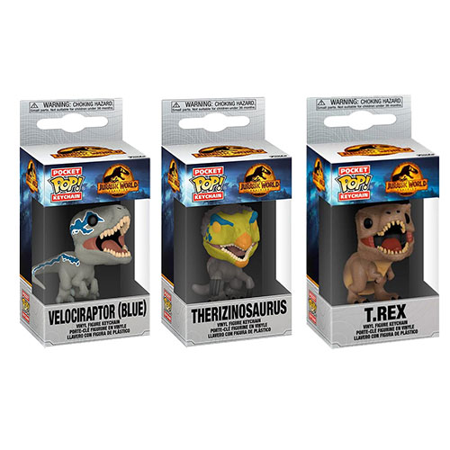 Funko Pocket POP! Keychains - Jurassic World Dominion - SET OF 3 (T.Rex, Velociraptor +1)