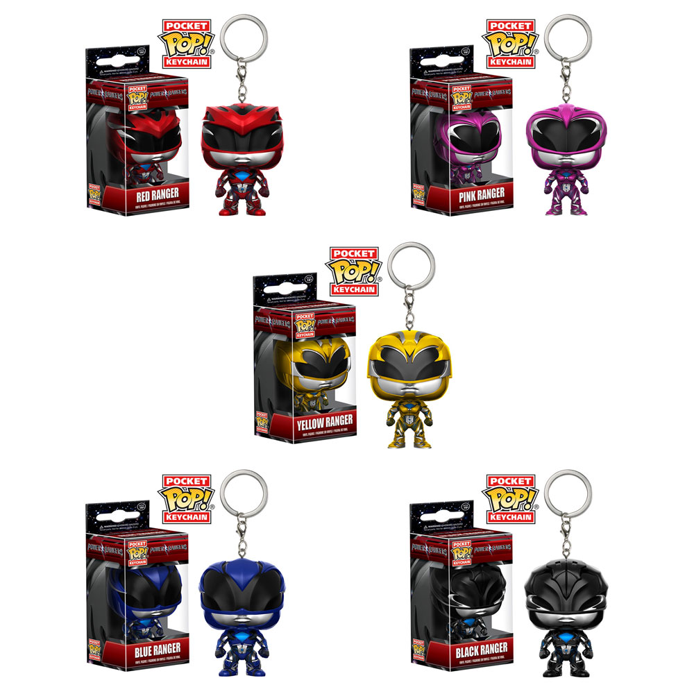 Funko Pocket POP! Keychains - Power Rangers Series 1 - SET OF 5 (Red, Black, Yellow, Blue & Pink)