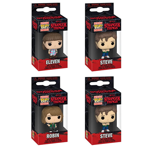 Funko Pocket POP! Keychains- Stranger Things S2 (Season 4) - SET OF 4 (Steve, Robin, Dustin & Eleven