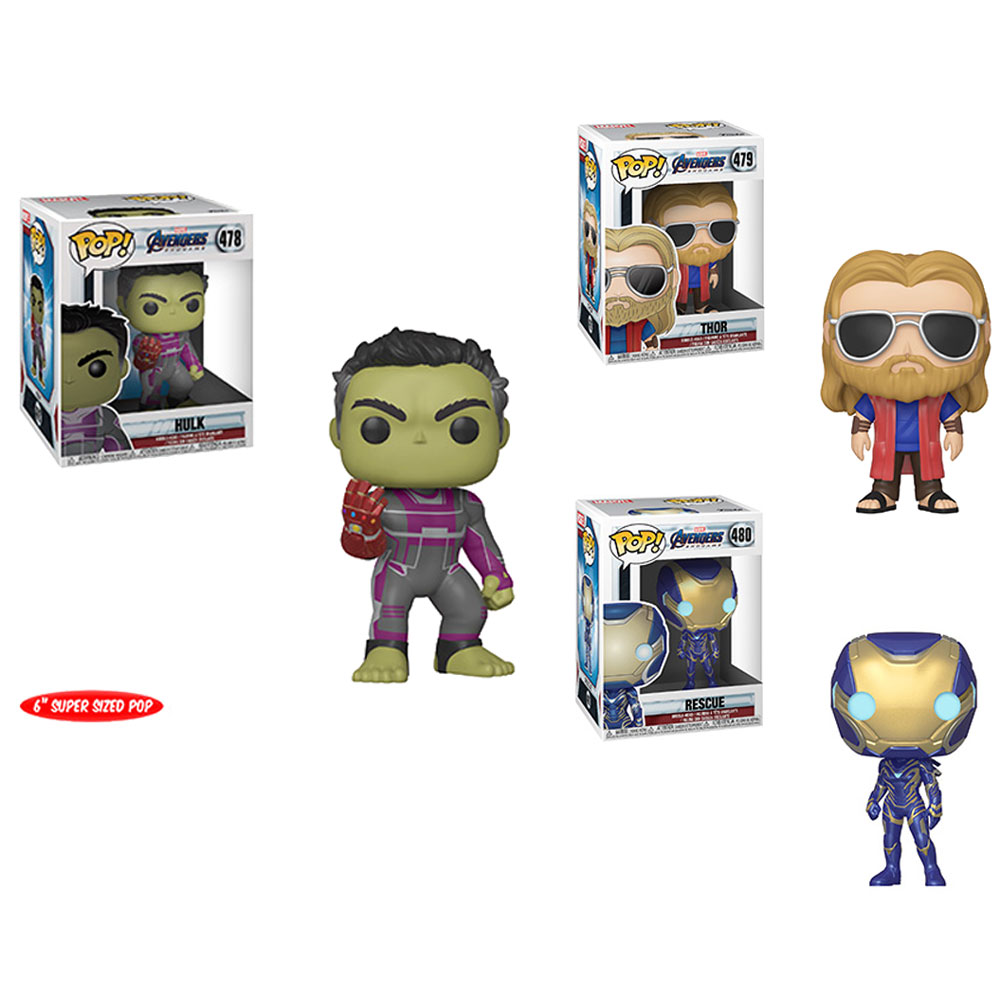 Funko POP! Marvel - Avengers: Endgame S2 Vinyl Bobble Figures - SET OF 3 (Thor, Hulk & Rescue)