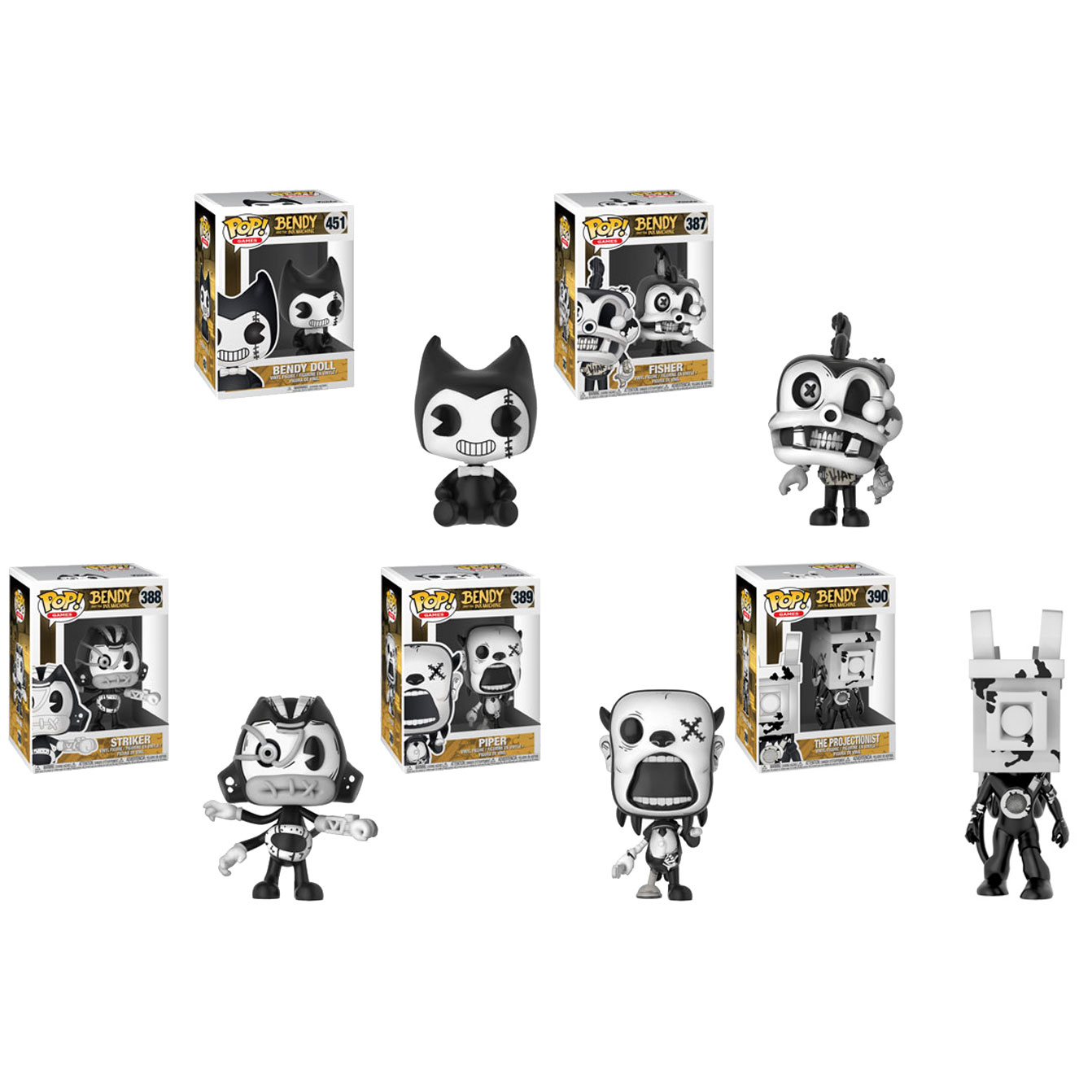 Funko POP! Games - Bendy and the Ink Machine S3 Vinyl Figures - SET OF 5 (Fisher, Piper +3)