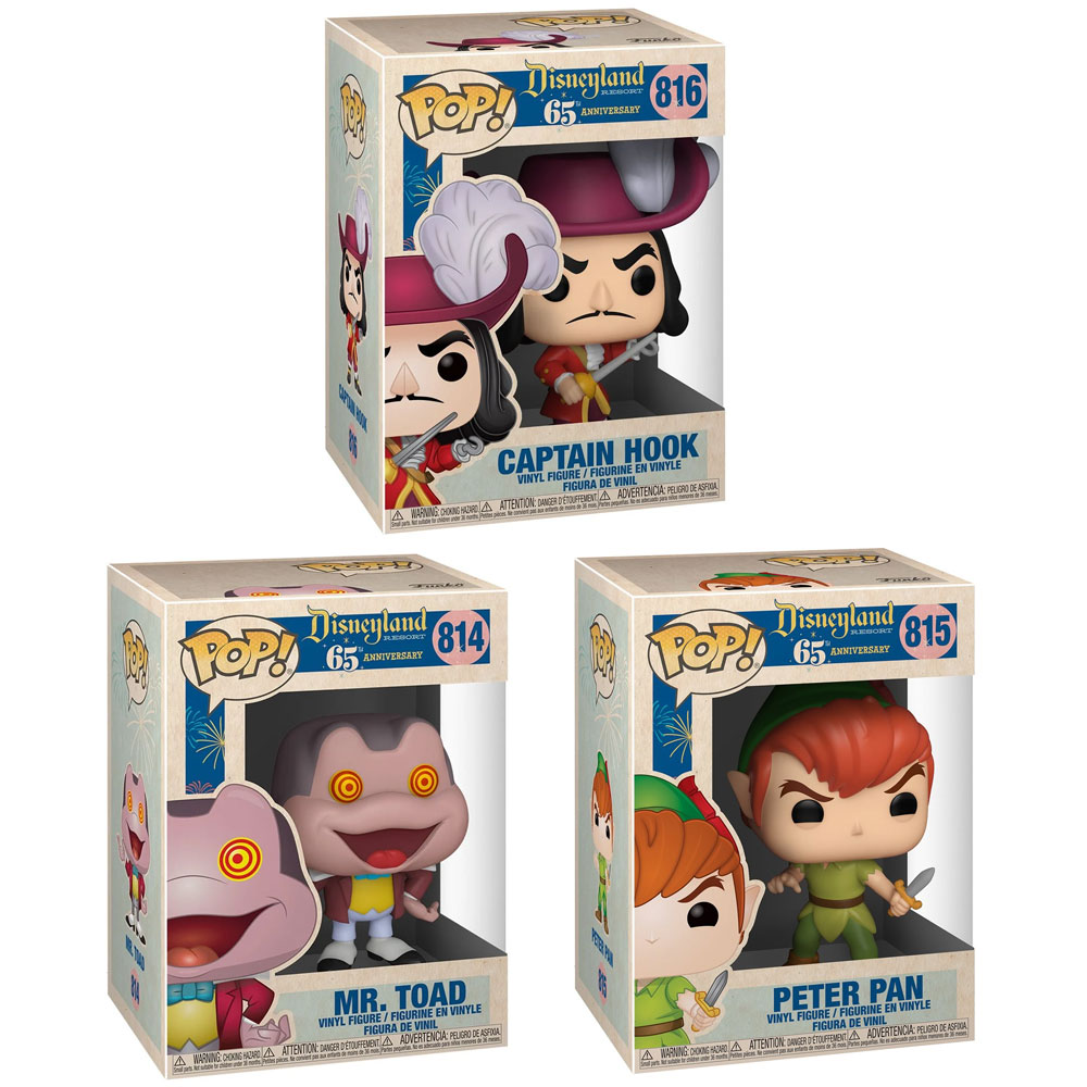 Funko POP! Disneyland 65th Anniversary Vinyl Figures - SET OF 3 (Mr. Toad, Peter Pan +1)